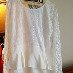 White lace peplum dress size 16